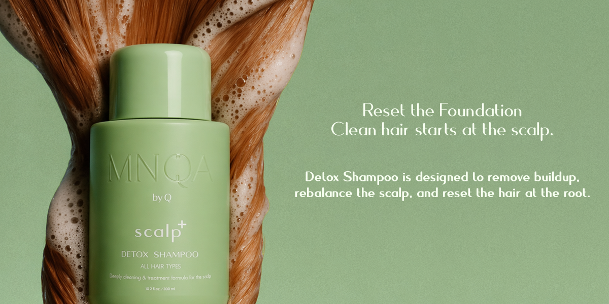 reset the foundation, image with detox shampoo and text for the detox shampoo